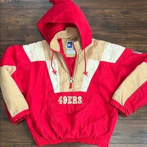 STARTER Vintage 49ers Red and Tan Puffer Jacket